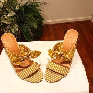 J CREW Raffia Yellow Heel Sandals Size 7